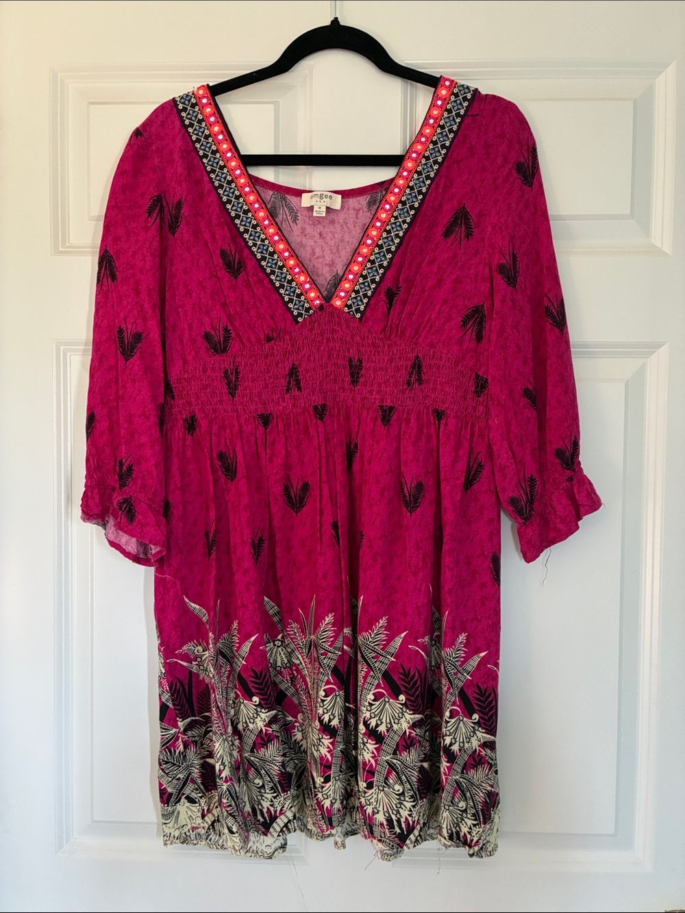Umgee USA Floral V-Neck Dress (M)